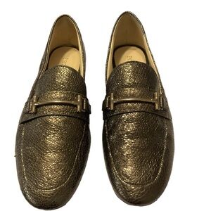 Enzo Angiolini Horse Bit Flat Loafer EN-TATYE size 7.5 Leather golden‎